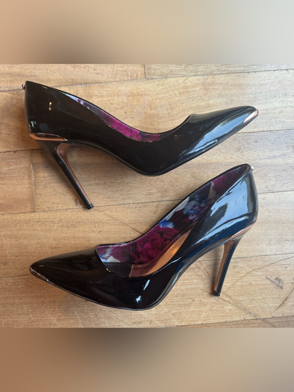 Ted Baker Black Izabela Patent Pointed-Toe Stiletto Pumps